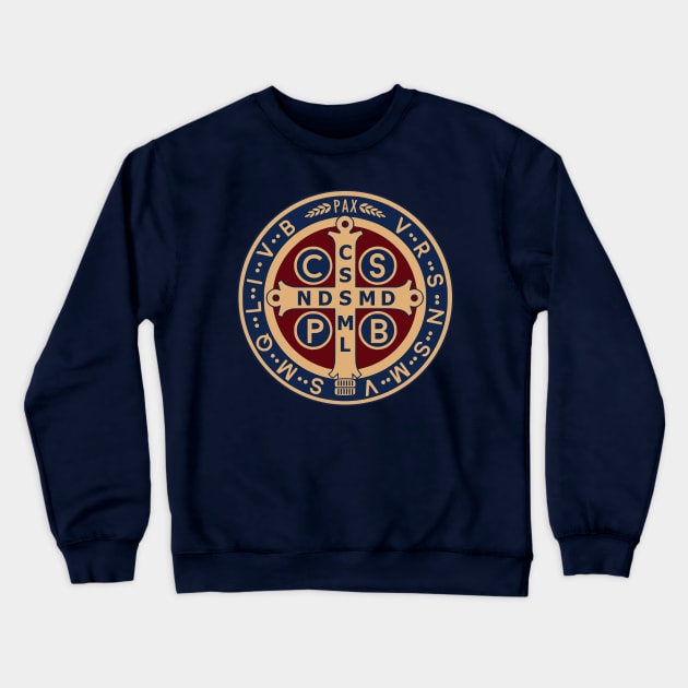 Saint Benedict Medal Crewneck Sweatshirt by Beltschazar